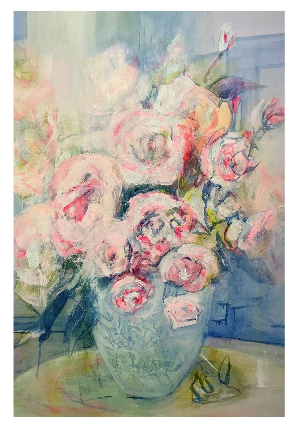 Pink and Blue Roses (Print)